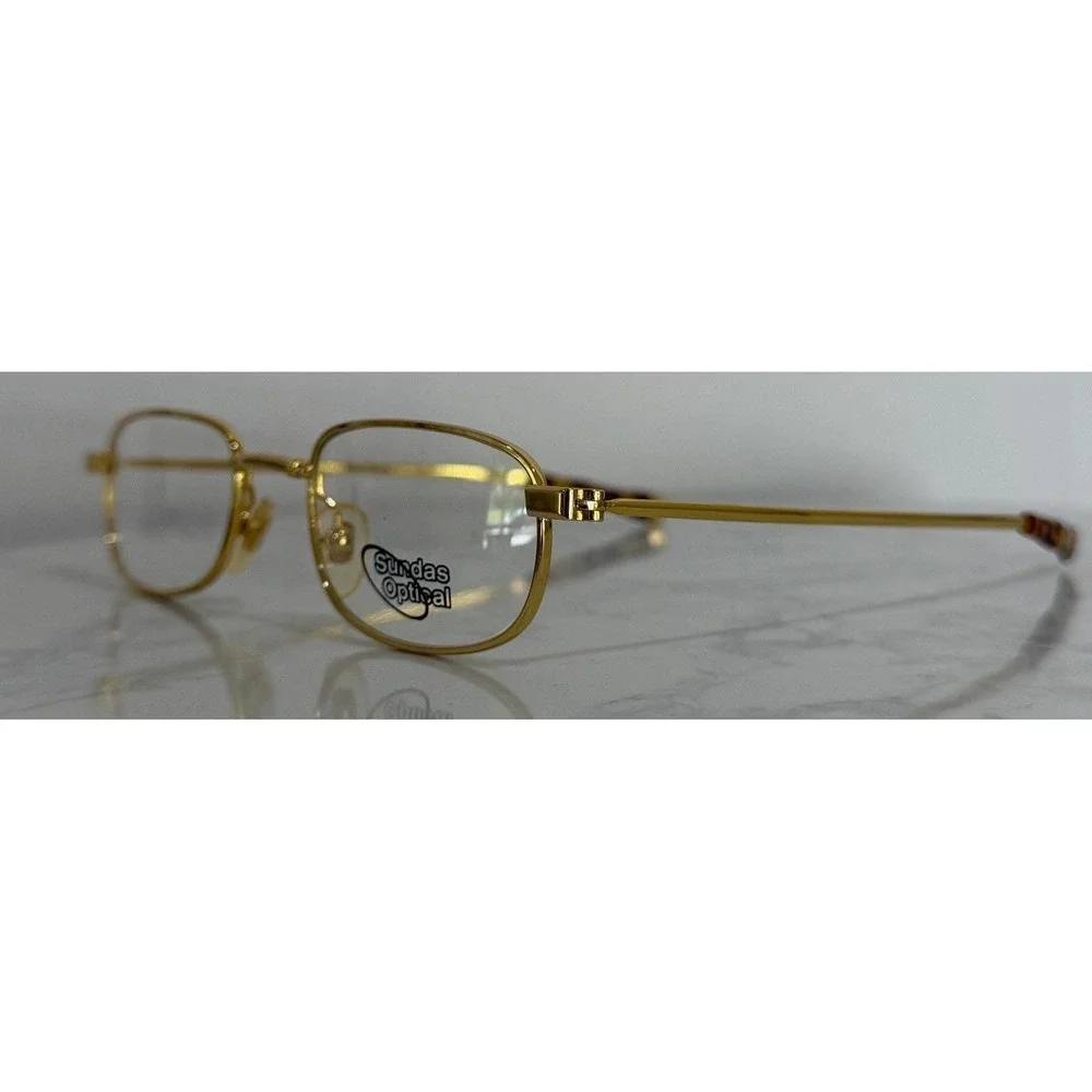Sundas 22KGPGold Plated Eyeglass Frames ‎ Tortoise Temple X7620